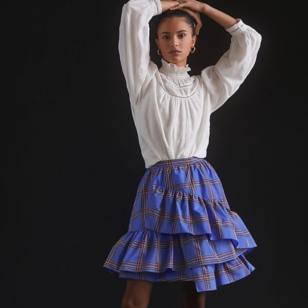 anthropologie Maeve Tiered Ruffled Mini Skirt new with tag size 4